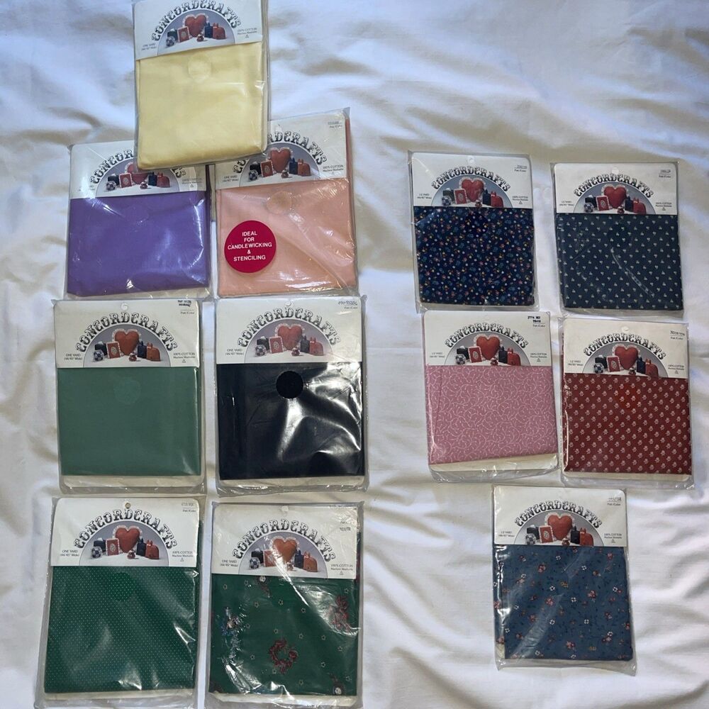 VTG Concord Crafts Fabrics 12 Packs 9+ Yards Huge Lot